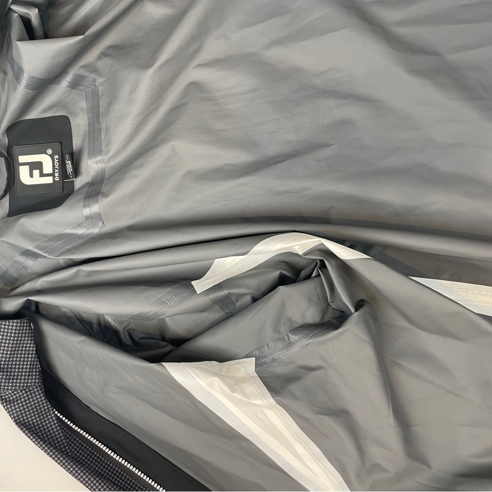 FootJoy Men's HydroLite ZIP Golf Rain Jacket WATERPROOF CHARCOAL HOUNDSTOOTH XL - Picture 13 of 16